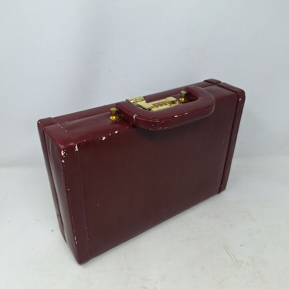 Vintage MCM Burgundy Red Faux Leather Jewelry Box Combination Lock Briefcase - Picture 15 of 15